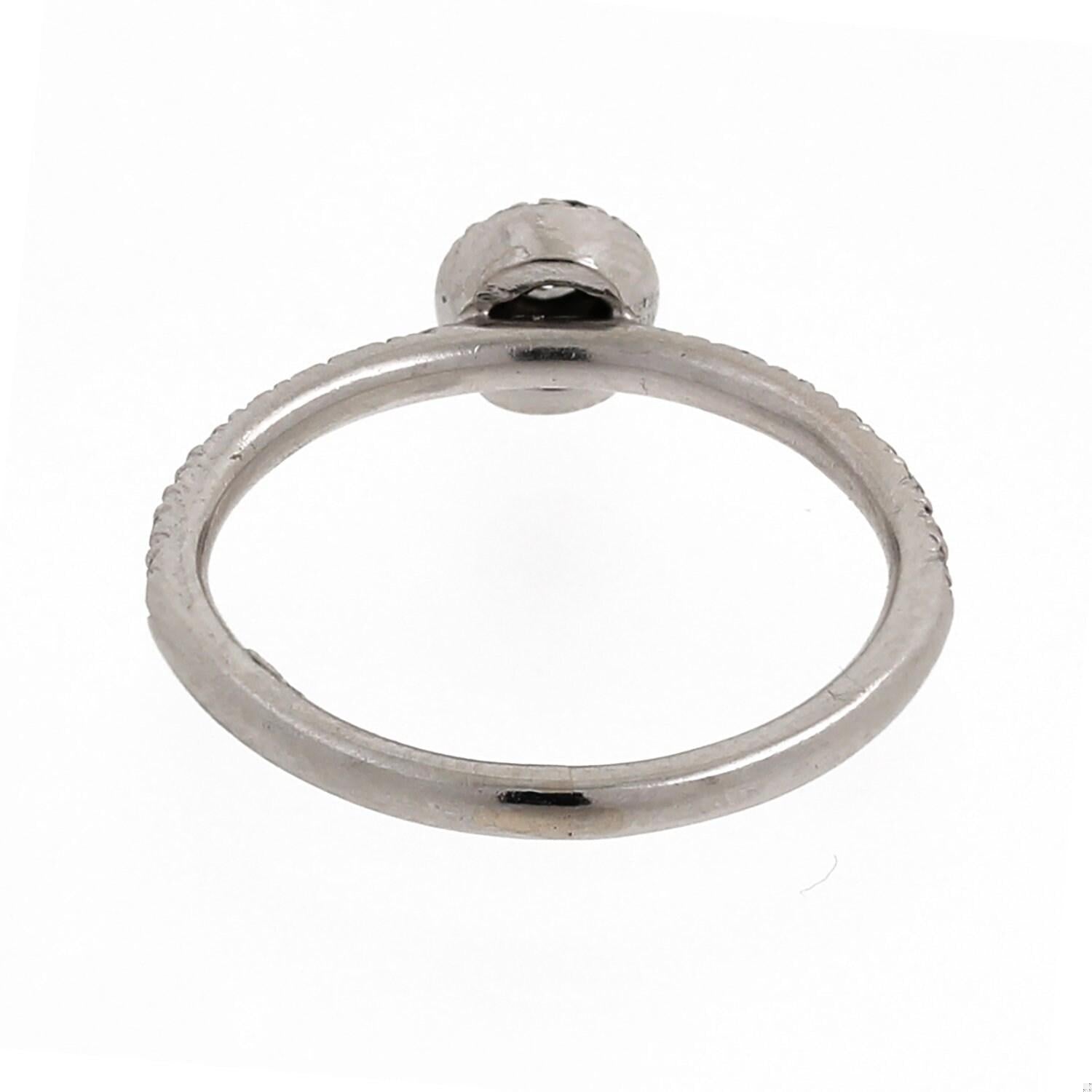 Platinum Round Diamond Halo Engagement Ring 0.35 TW Bezel Set SZ 5.25