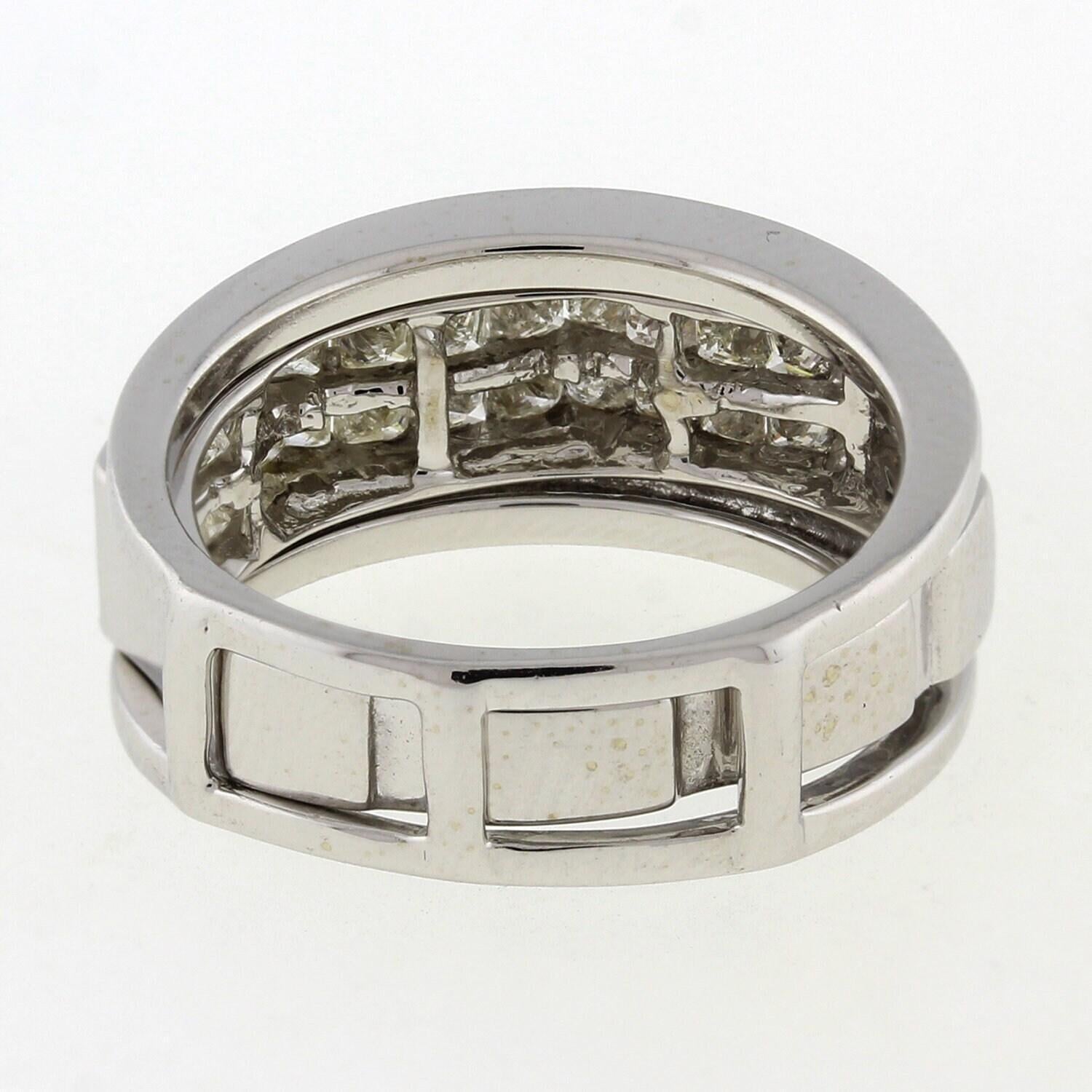 2-Row Princess Cut Diamond Band Ring 1.25 TW 14K White Gold Size 7.75 Estate