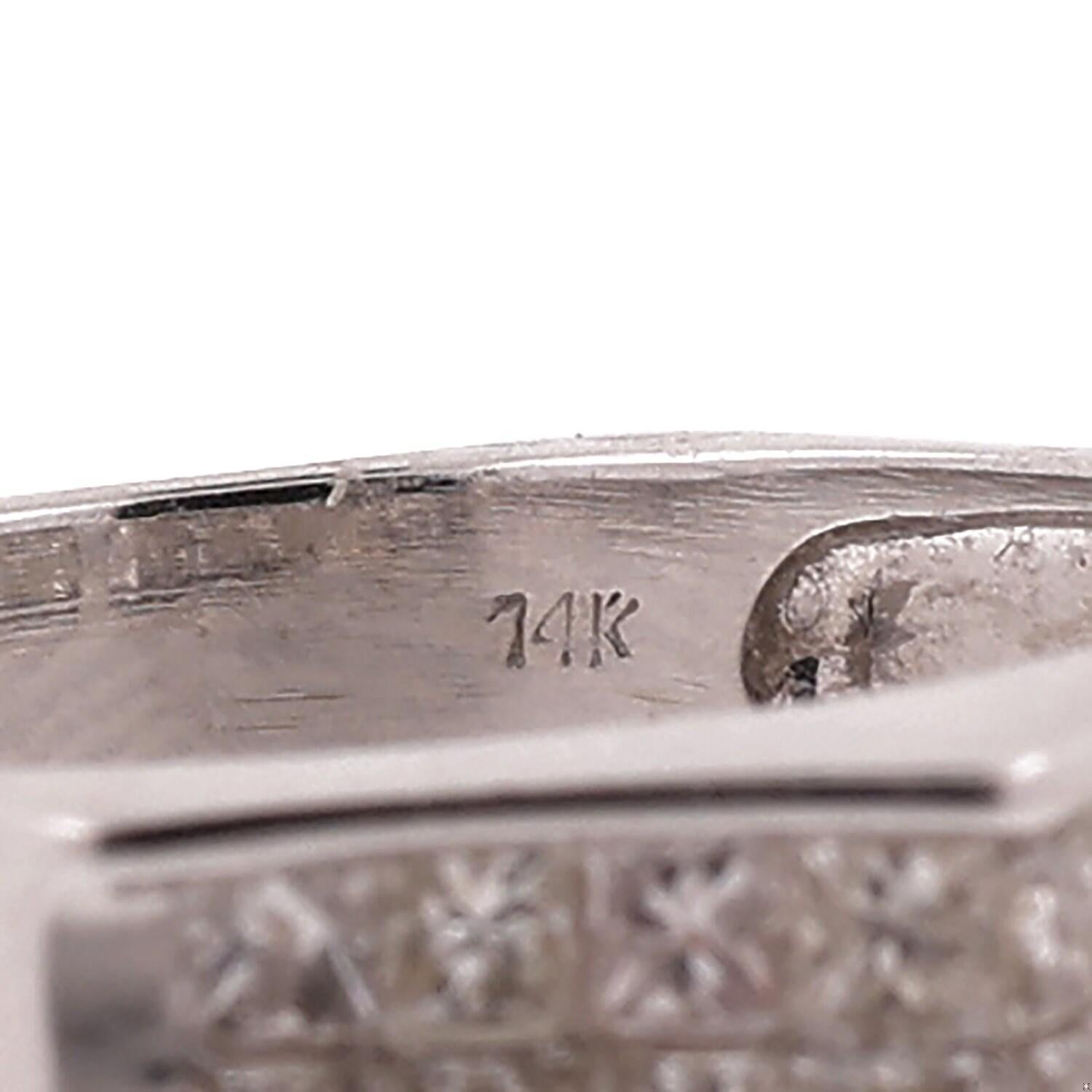 2-Row Princess Cut Diamond Band Ring 1.25 TW 14K White Gold Size 7.75 Estate