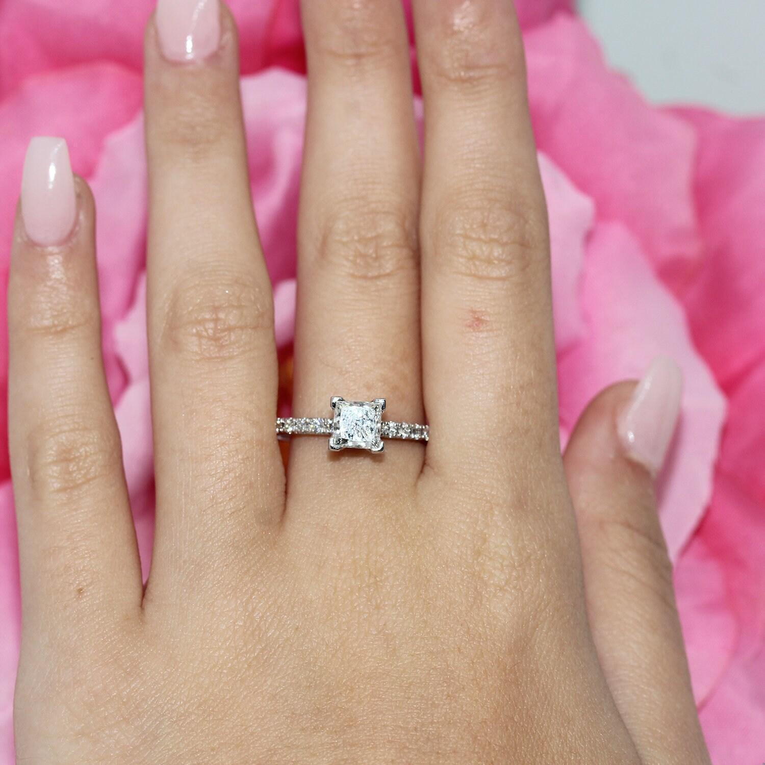 Princess Diamond Wedding Ring Set 14K W/Gold 1.73 TW GSI Cert Vera Wang Band