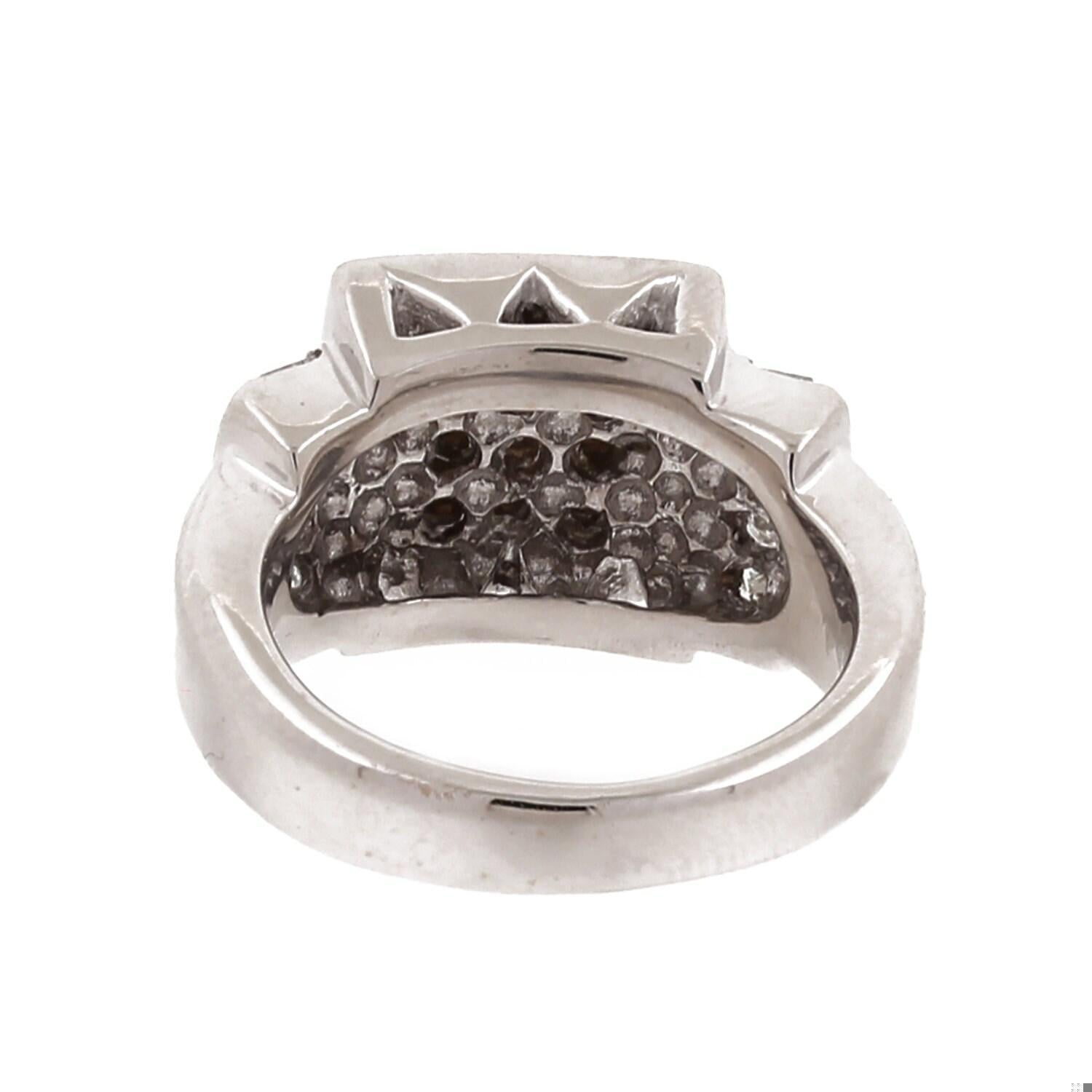 Princess Round Halo Diamond Square Ring 18K White Gold 1.10 TW Size 6.25 Ladies