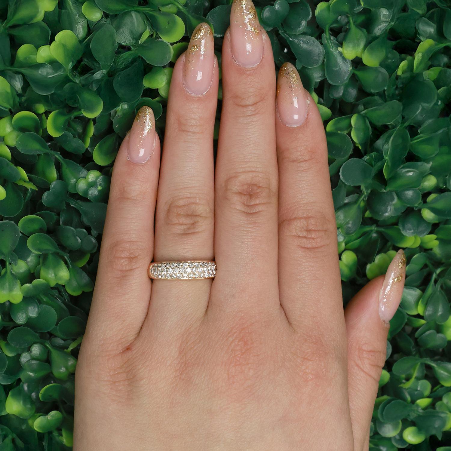 Cluster Diamond Half Eternity Wide Band Ring 14K Rose Gold 1.00 TW Size 6.75