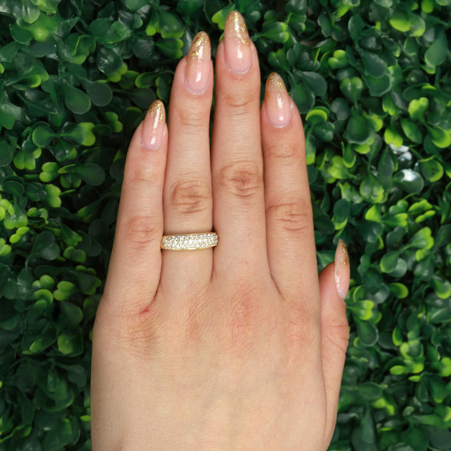 Cluster Diamond Half Eternity Wide Band Ring 14K Yellow Gold 1.00 TW Size 6.75