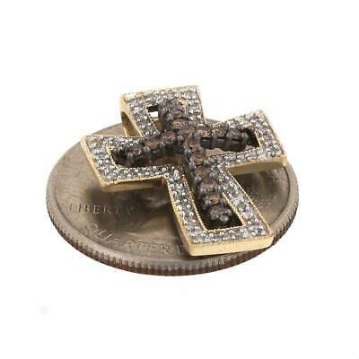 Diamond Cross Pendant Charm 14K Gold 0.66 TW Cognac White Diamonds 0.90"