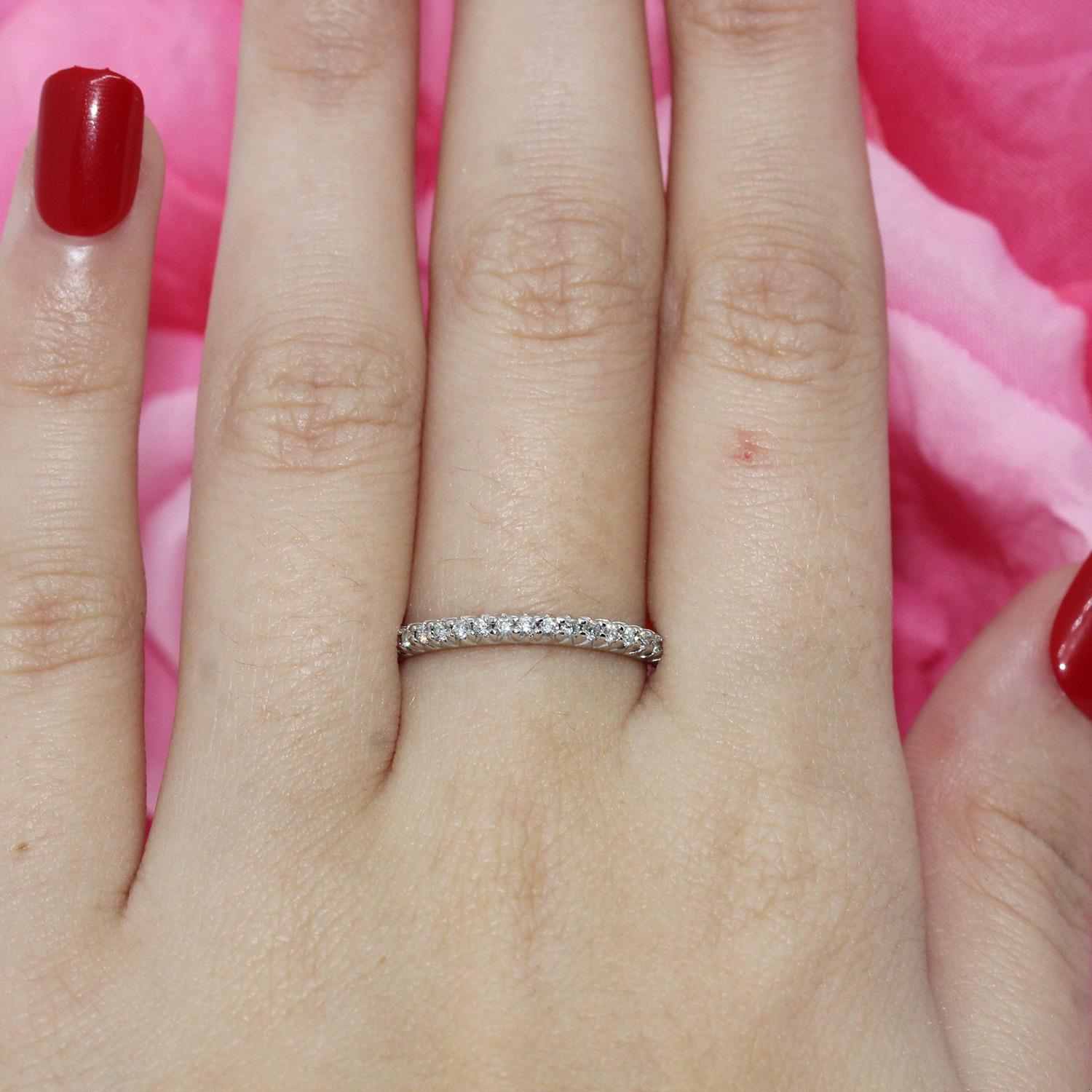 Roberto Coin Diamond Full Eternity Band Ring 18K White Gold 0.35 CTW Size 6.25