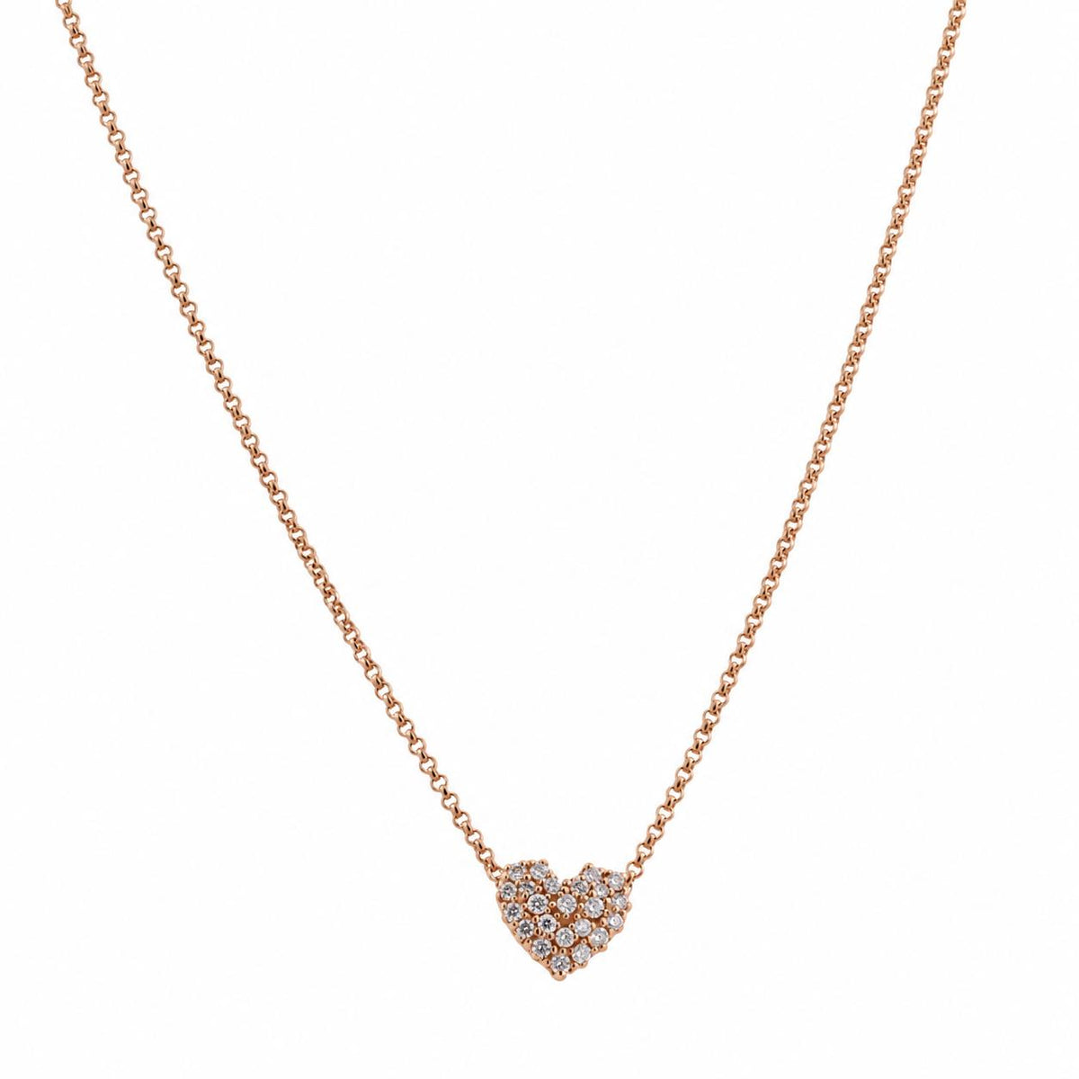 14K Yellow Gold Natural Diamond Pave Heart Pendant Necklace 0.60 CTW Italy