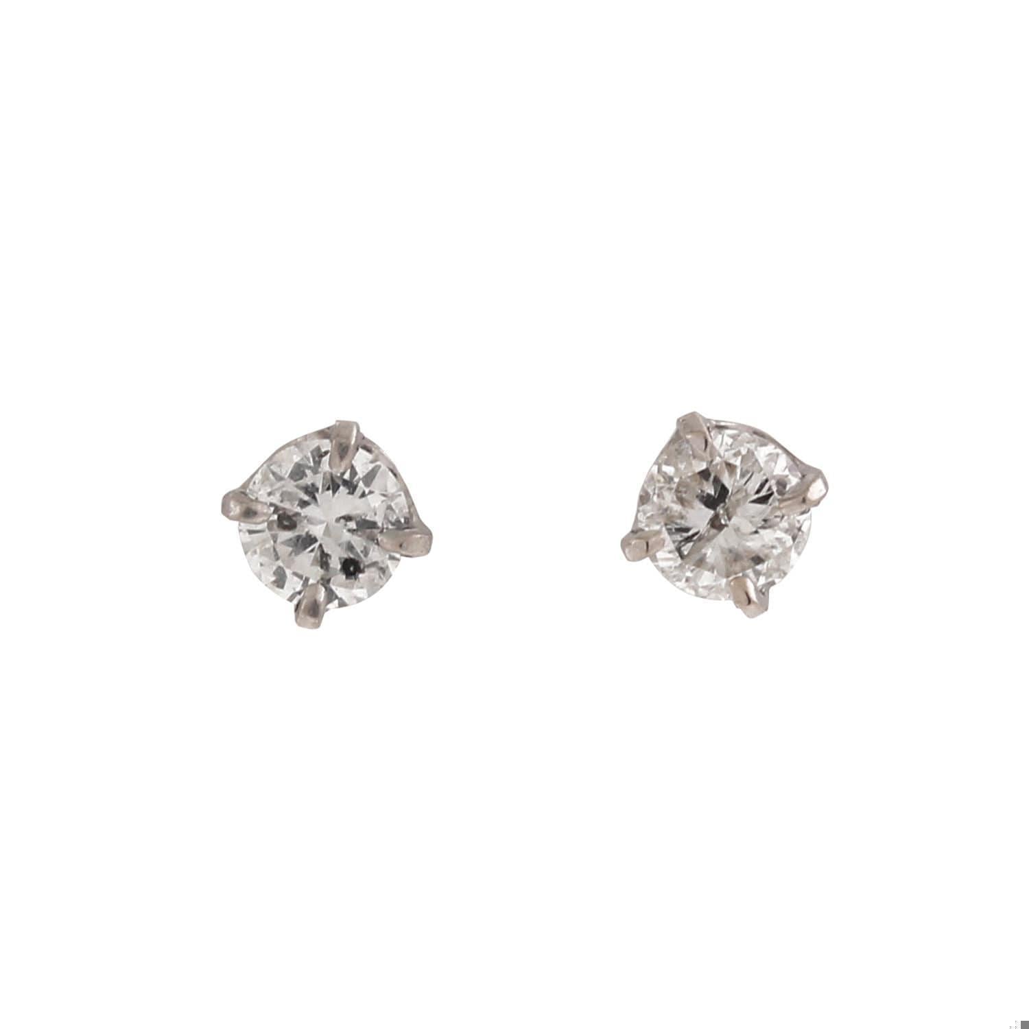 Round Diamond Stud Earrings 14K White Gold 0.80 CTW 4-Prong Setting Estate