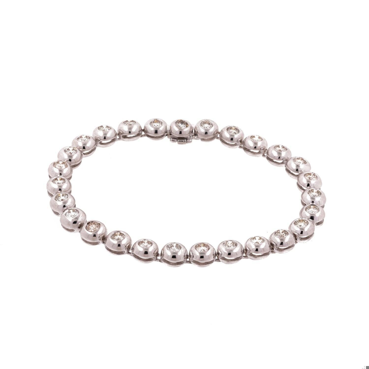 4.50 TW Round Diamond Tennis Bracelet 14K White Gold Bezel Set Diamonds 7.5"