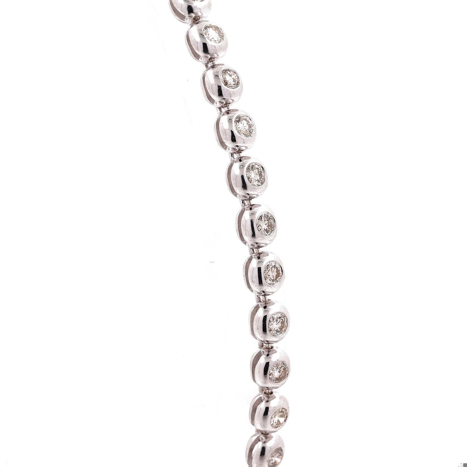 4.50 TW Round Diamond Tennis Bracelet 14K White Gold Bezel Set Diamonds 7.5"