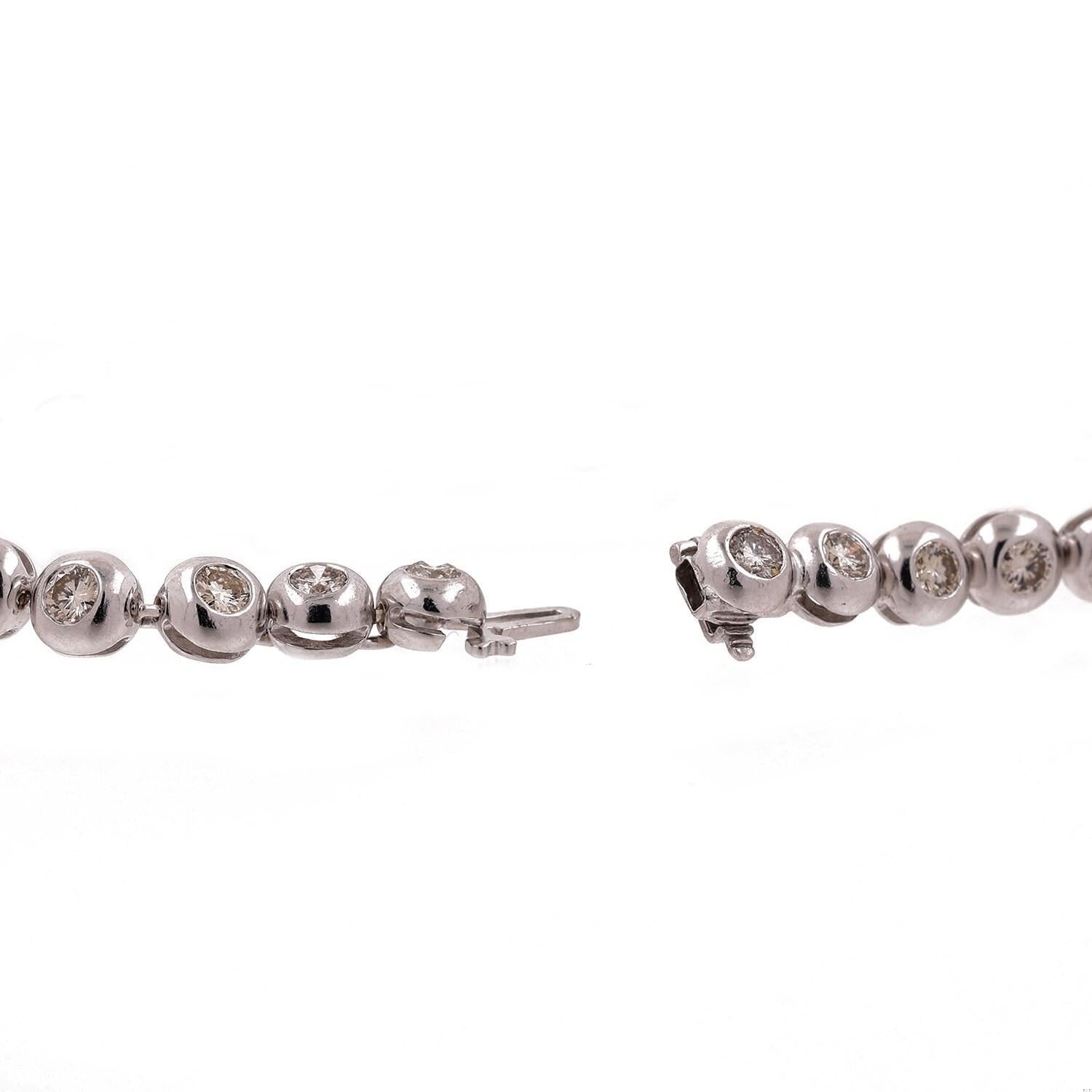 4.50 TW Round Diamond Tennis Bracelet 14K White Gold Bezel Set Diamonds 7.5"