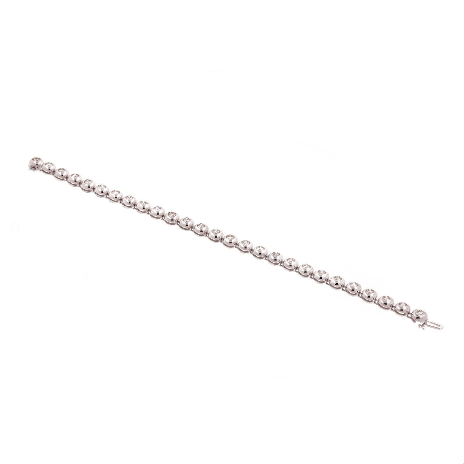 4.50 TW Round Diamond Tennis Bracelet 14K White Gold Bezel Set Diamonds 7.5"