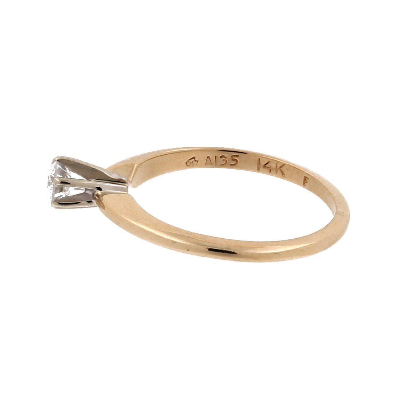 Round Solitaire Diamond Engagement Ring 14K Two-Tone Gold 0.22 CT Size 5 Estate