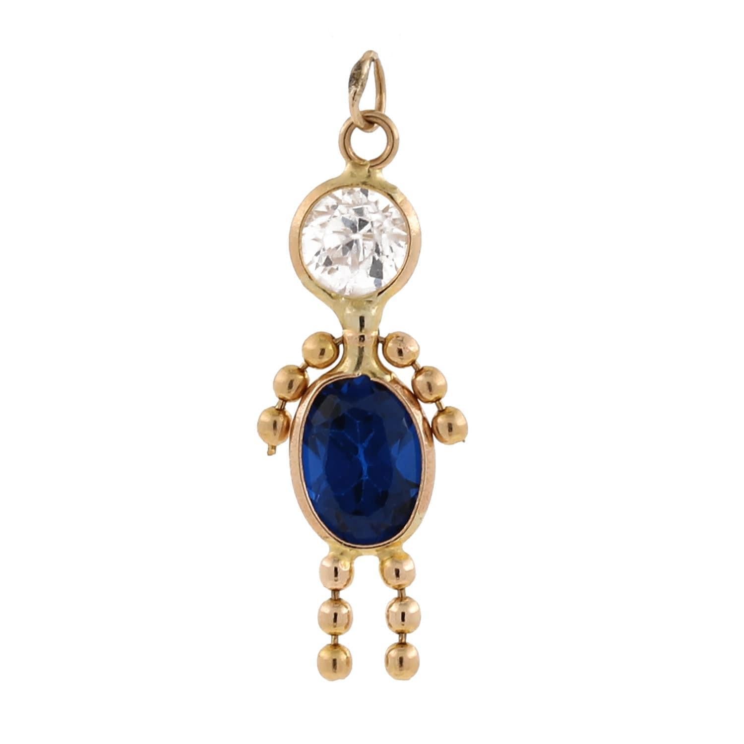 September Birthstone Gemstone Charm Pendant Boy Kid 14K Yellow Gold CZ Accent 1&