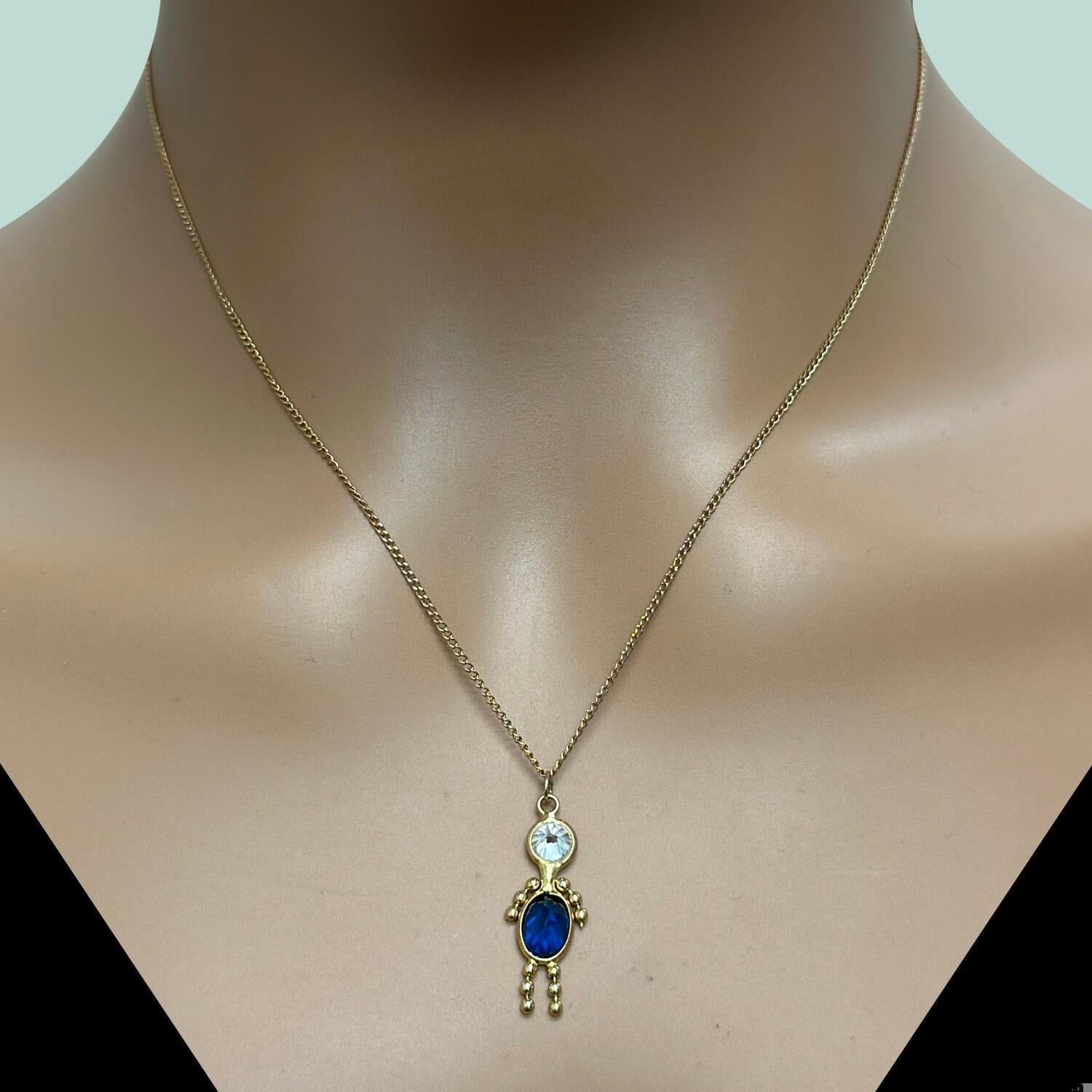 September Birthstone Gemstone Charm Pendant Boy Kid 14K Yellow Gold CZ Accent 1&