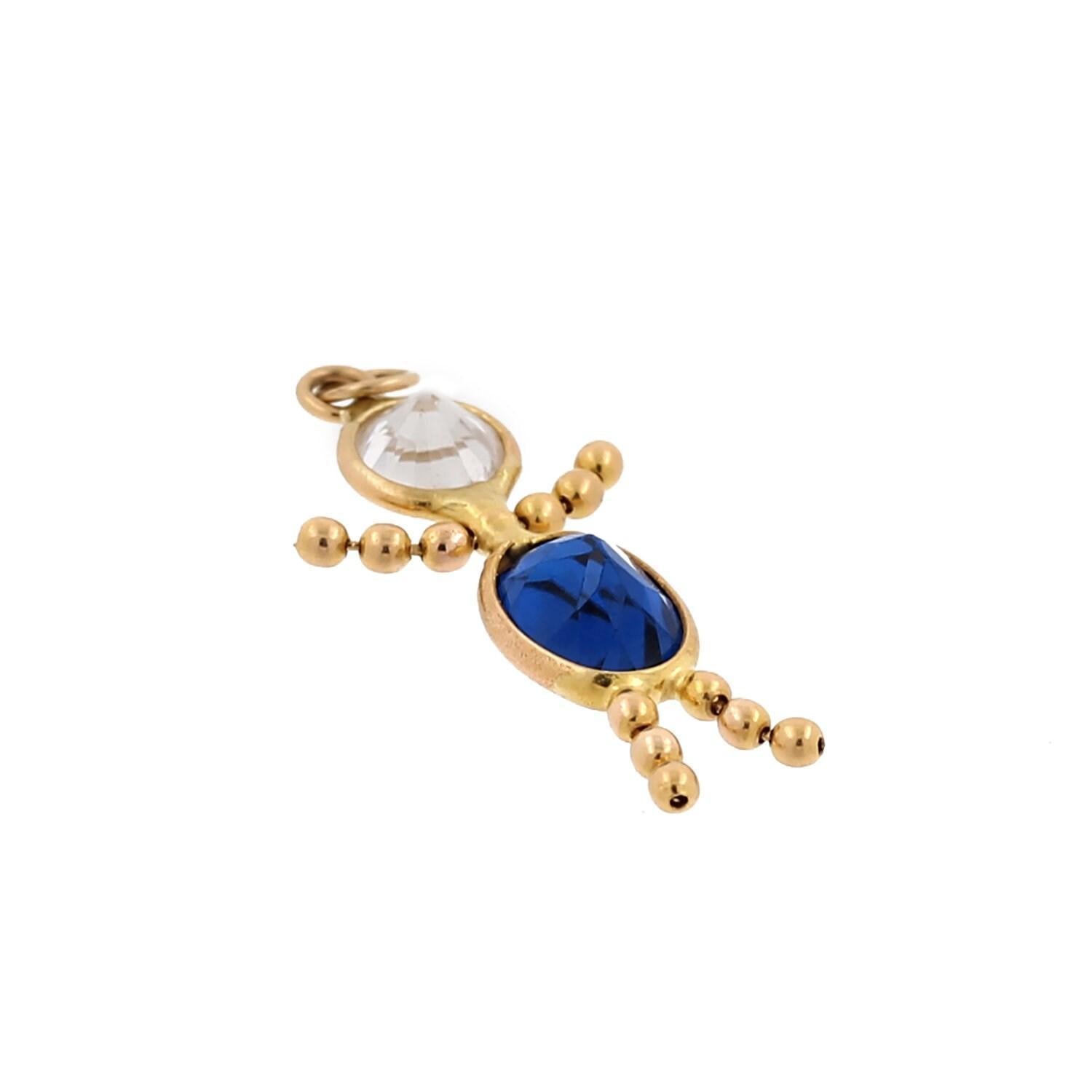 September Birthstone Gemstone Charm Pendant Boy Kid 14K Yellow Gold CZ Accent 1&