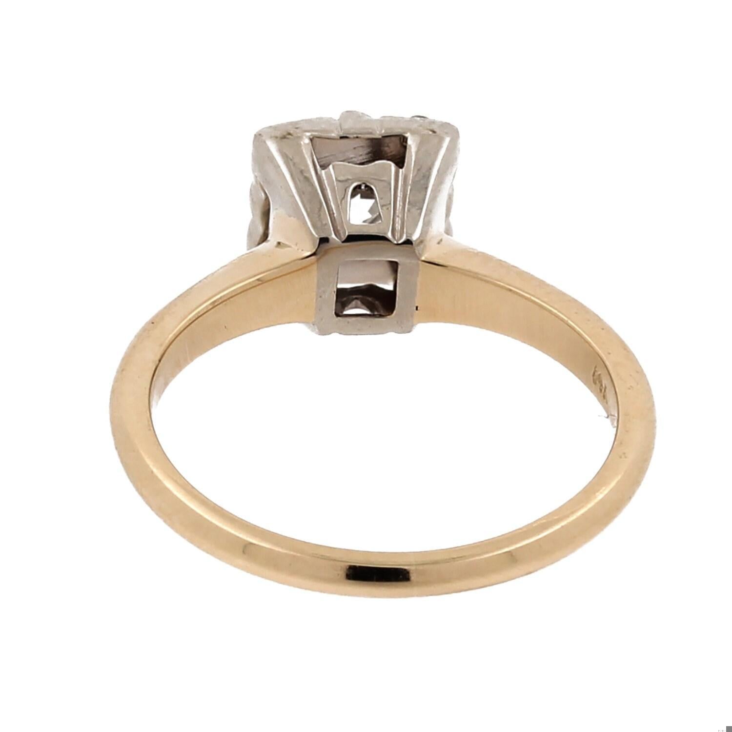 Solitaire Diamond Engagement Ring 14K Two-Tone Gold 0.58 TW SZ 5.25 Vintage