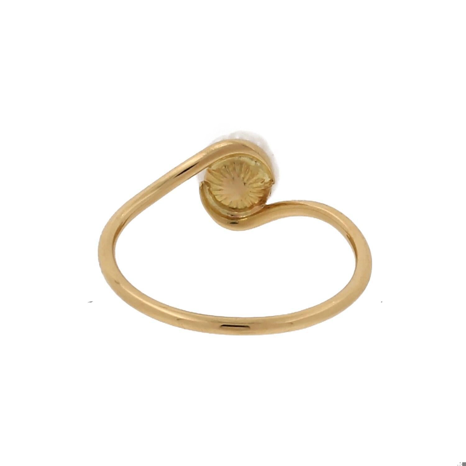 Solitaire Freshwater Pearl Bypass Ring 18K Yellow Gold Swirl SZ 6.25 Estate