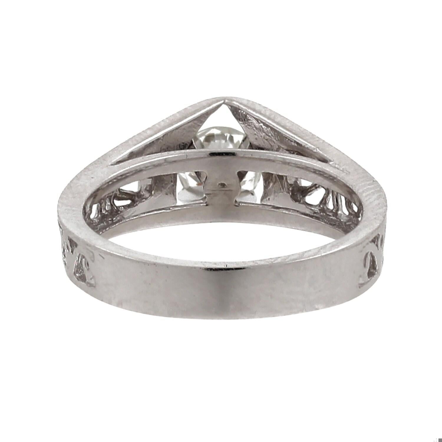 Solitaire Round Diamond Filigree Engagement Ring 14K White Gold 0.51 TW SZ 5.5