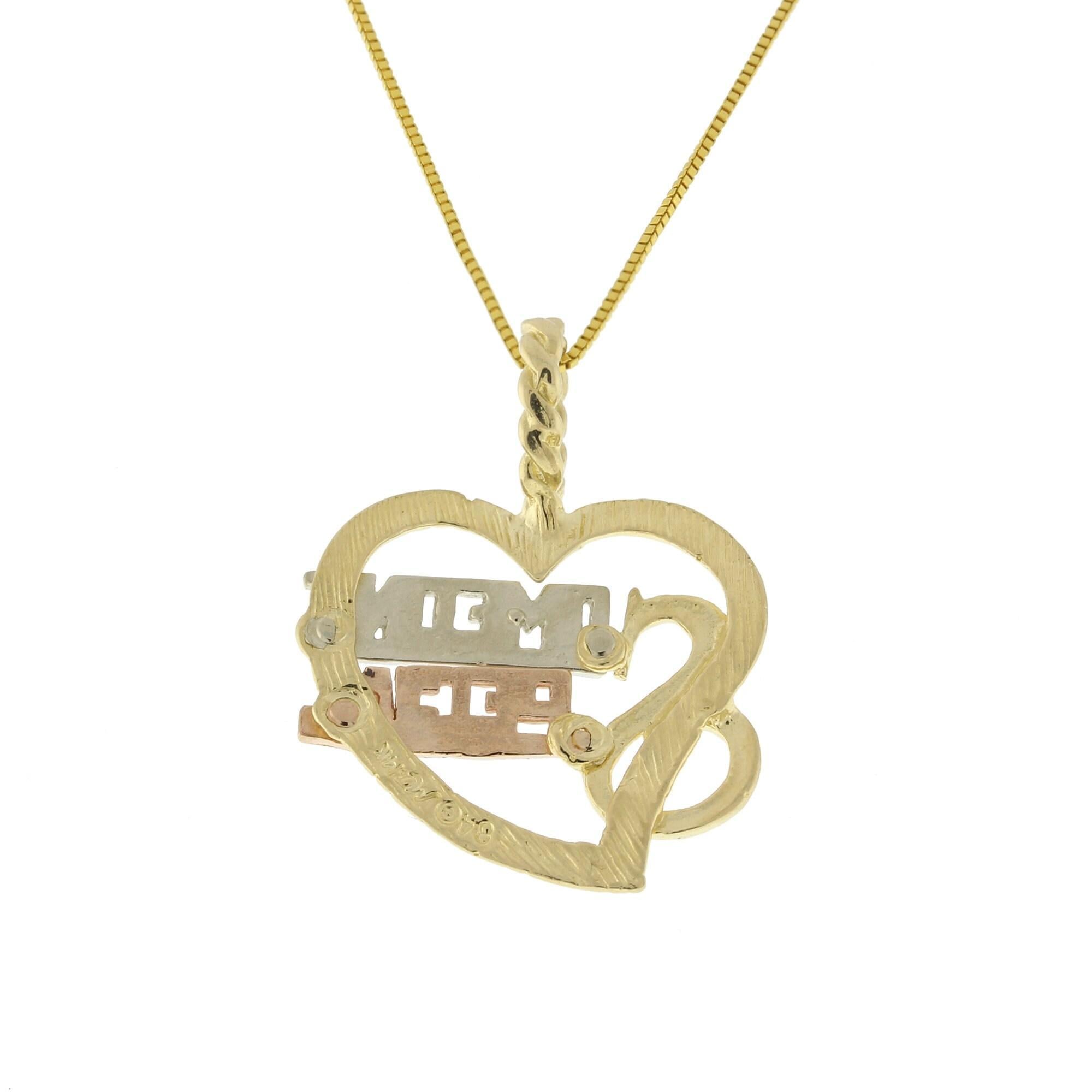Someone Special Heart Pendant Charm 14K Tricolor Gold 1" Ladies Estate