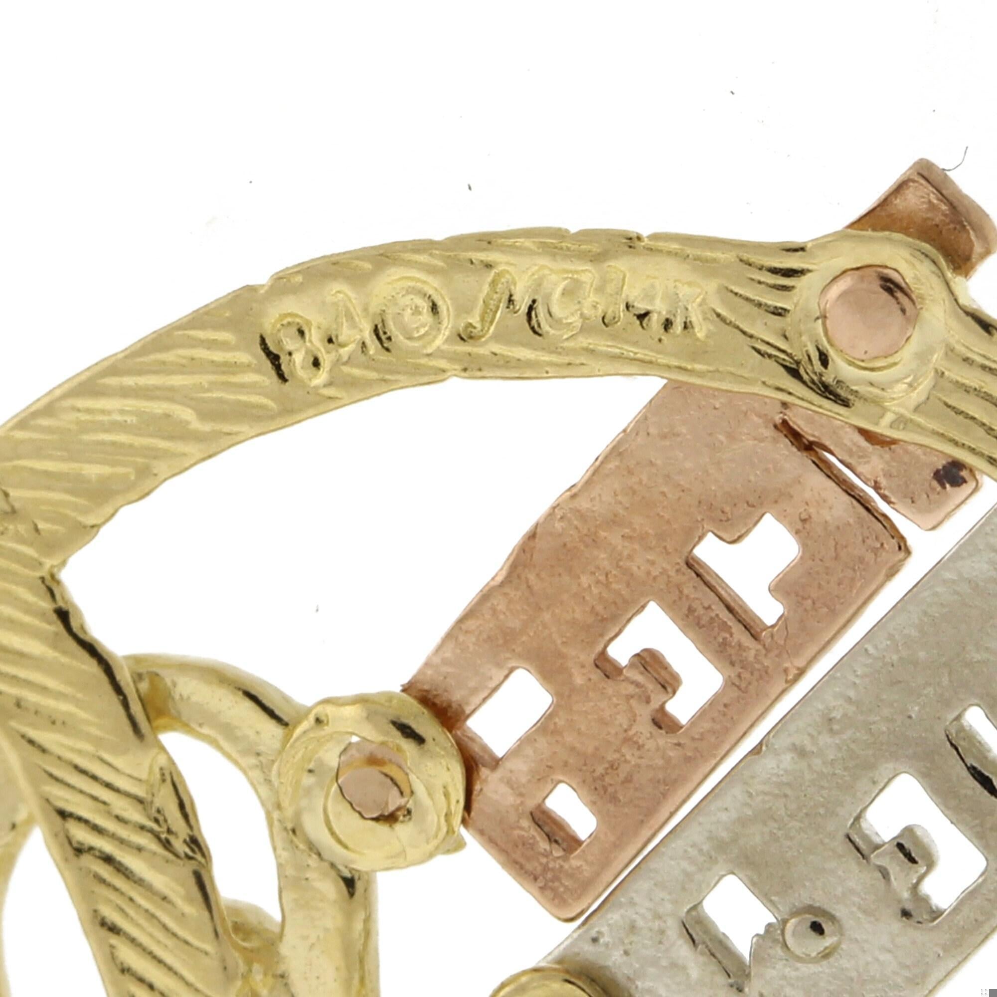 Someone Special Heart Pendant Charm 14K Tricolor Gold 1" Ladies Estate