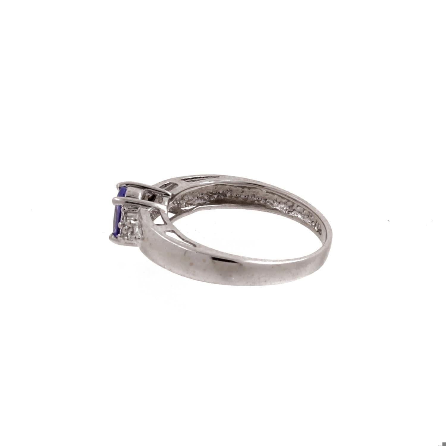 Tanzanite Diamond Cocktail Ring 14K White Gold 0.40 CTW Size 5.5 Estate