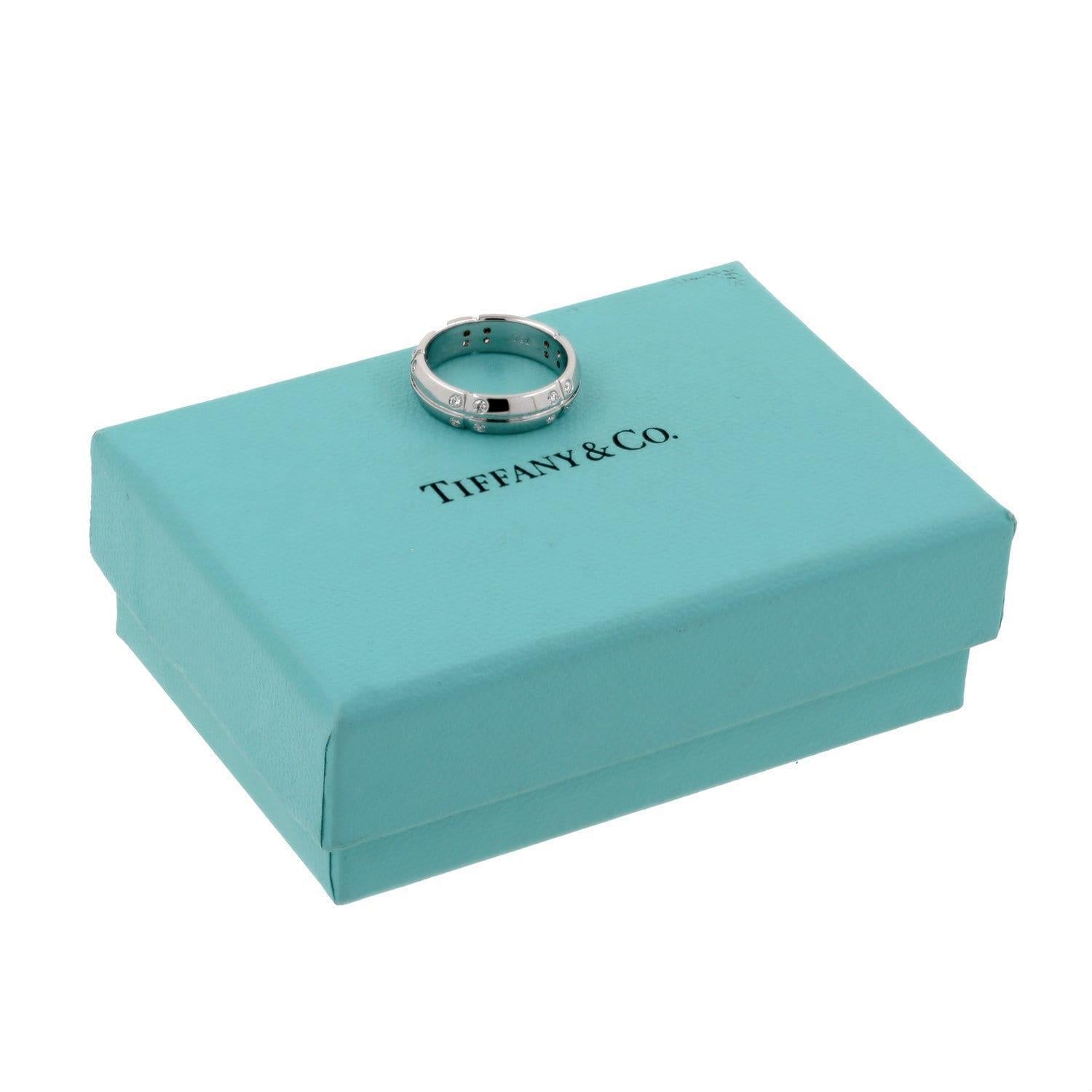 Tiffany & Co. Diamond Streamerica Band Ring 18K White Gold 0.20 CTW Size 4.75