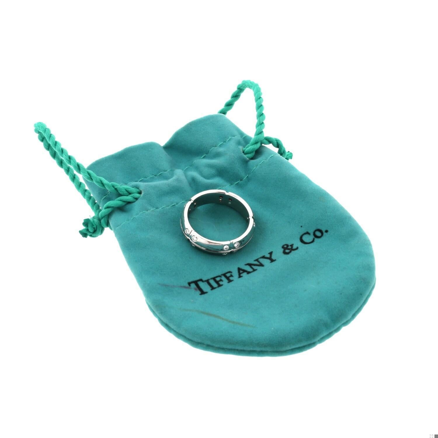 Tiffany & Co. Diamond Streamerica Band Ring 18K White Gold 0.20 CTW Size 4.75