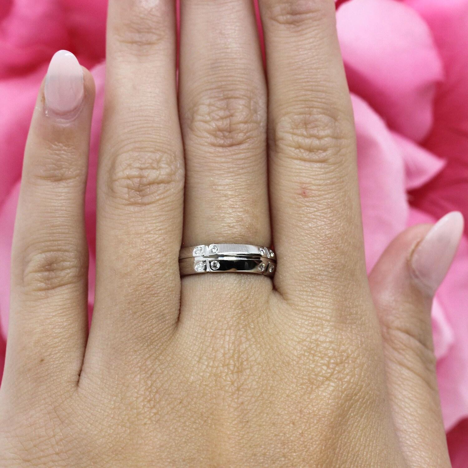 Tiffany & Co. Diamond Streamerica Band Ring 18K White Gold 0.20 CTW Size 4.75