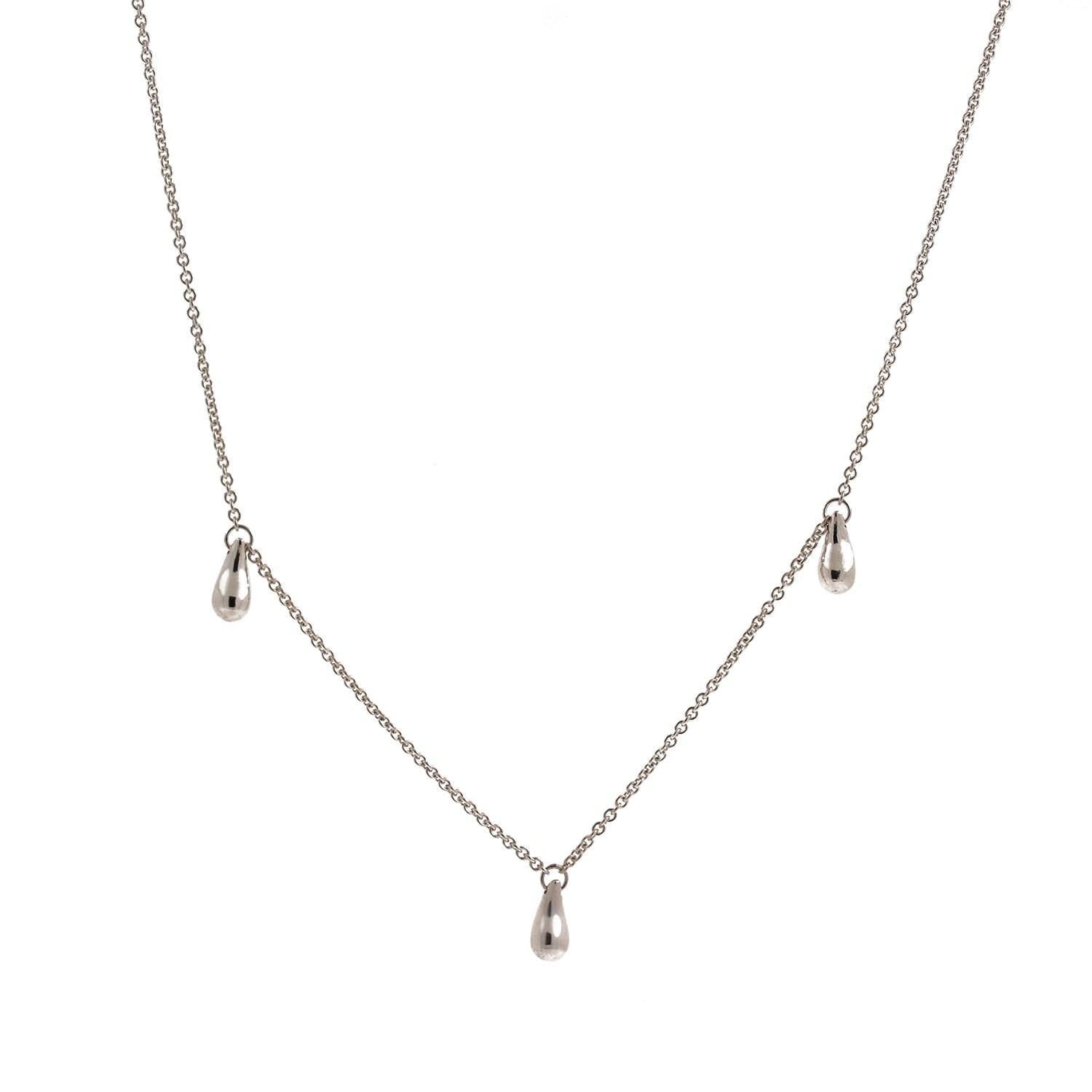Tiffany & Co. Elsa Peretti Teardrop Bead Necklace Sterling Silver 16" Estate