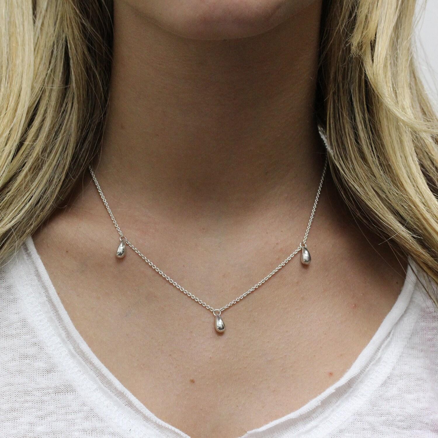 Tiffany & Co. Elsa Peretti Teardrop Bead Necklace Sterling Silver 16" Estate