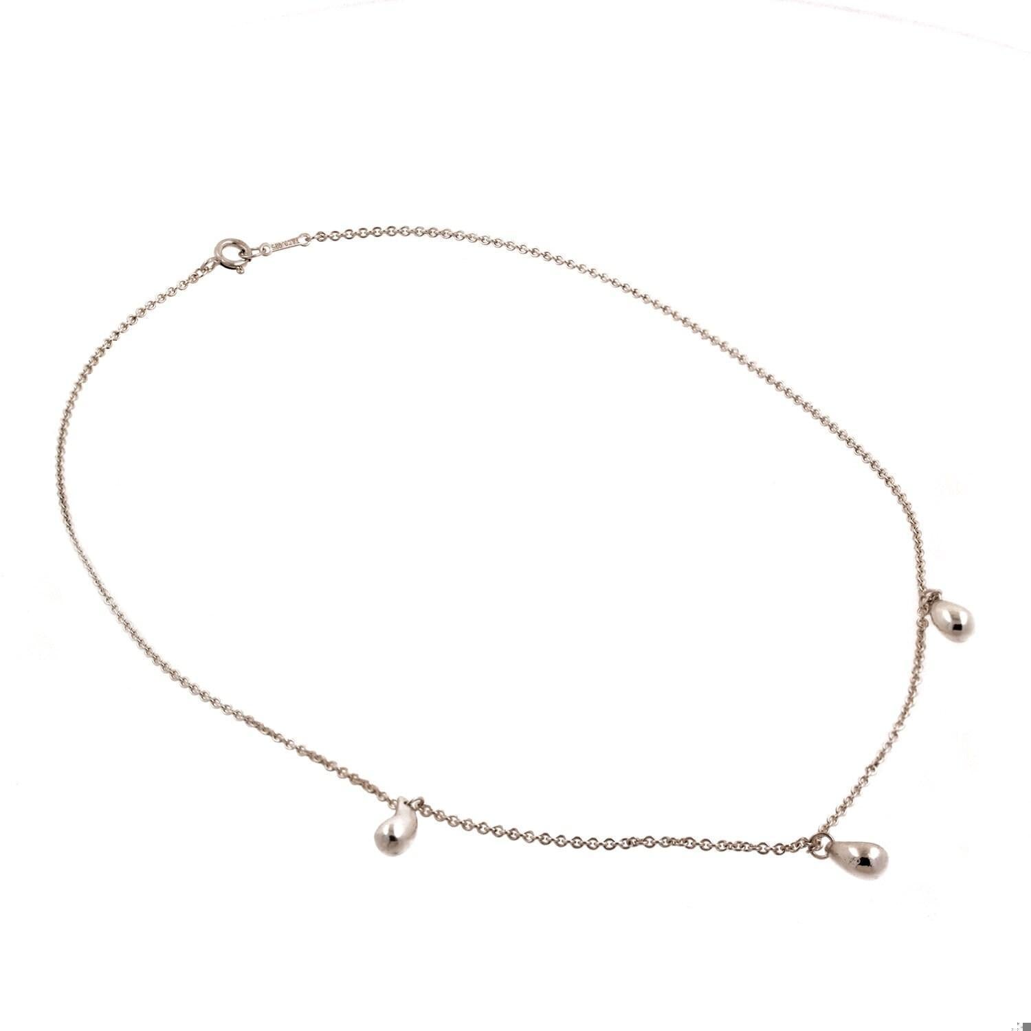 Tiffany & Co. Elsa Peretti Teardrop Bead Necklace Sterling Silver 16" Estate