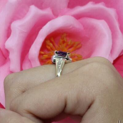 Trillion Cut Amethyst Diamond Cocktail Ring 14K Gold 1.15 CTW Size 7.25 Ladies