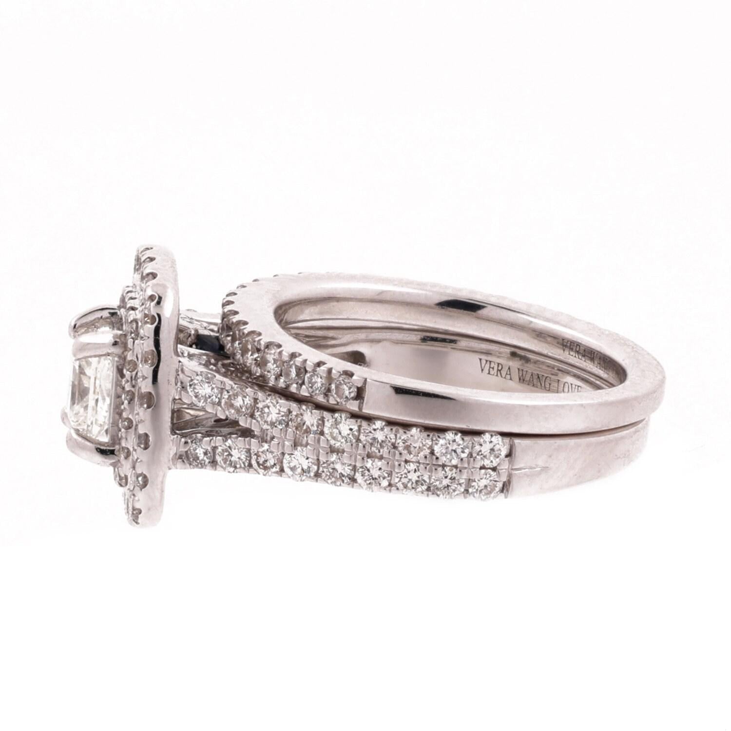 Vera Wang Love Diamond Halo Wedding Ring Set 14K White Gold