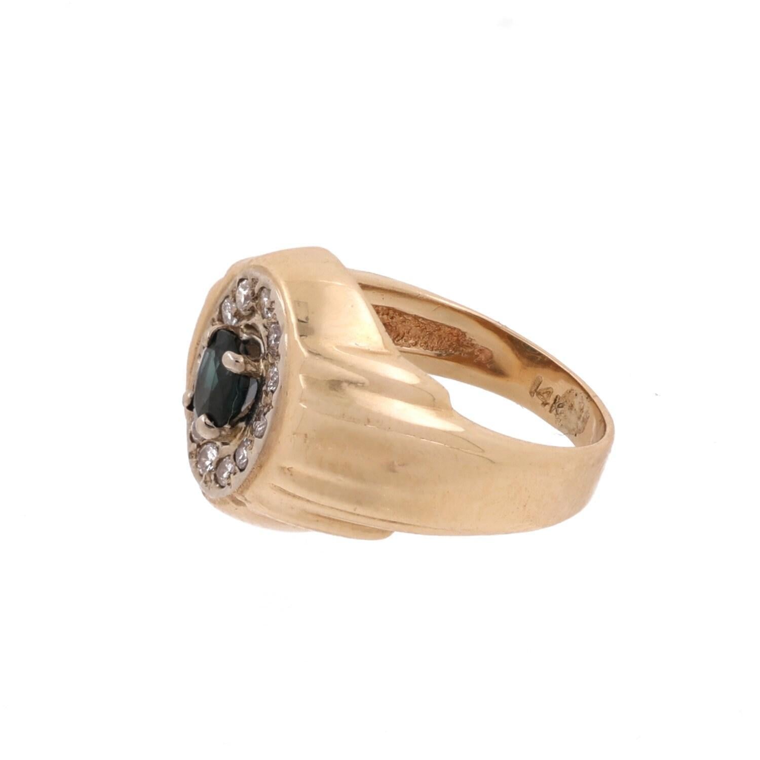 Blue Sapphire Diamond Ring Two-Tone Gold 0.76 CTW Size 4.5 Ladies Vintage Estate