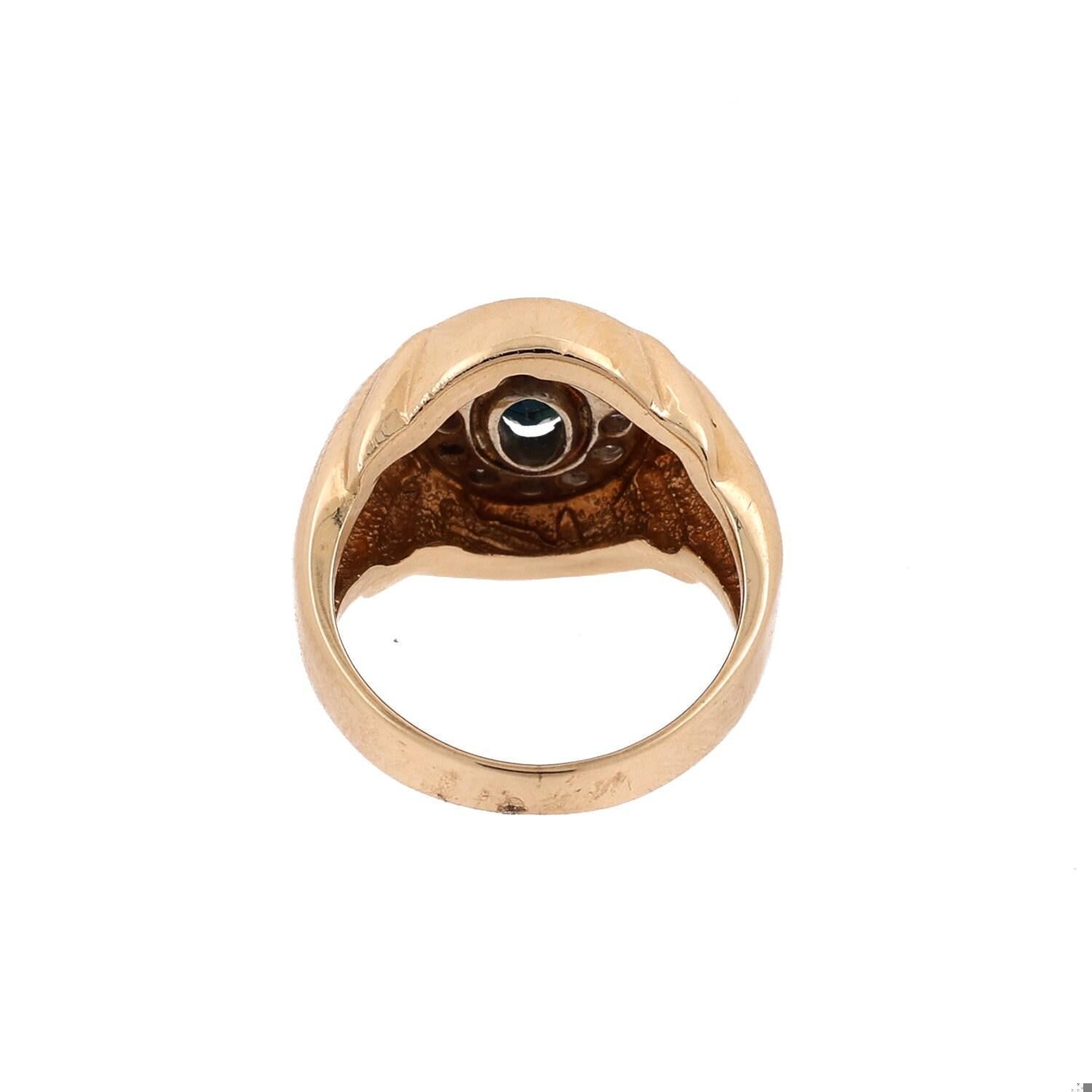 Blue Sapphire Diamond Ring Two-Tone Gold 0.76 CTW Size 4.5 Ladies Vintage Estate