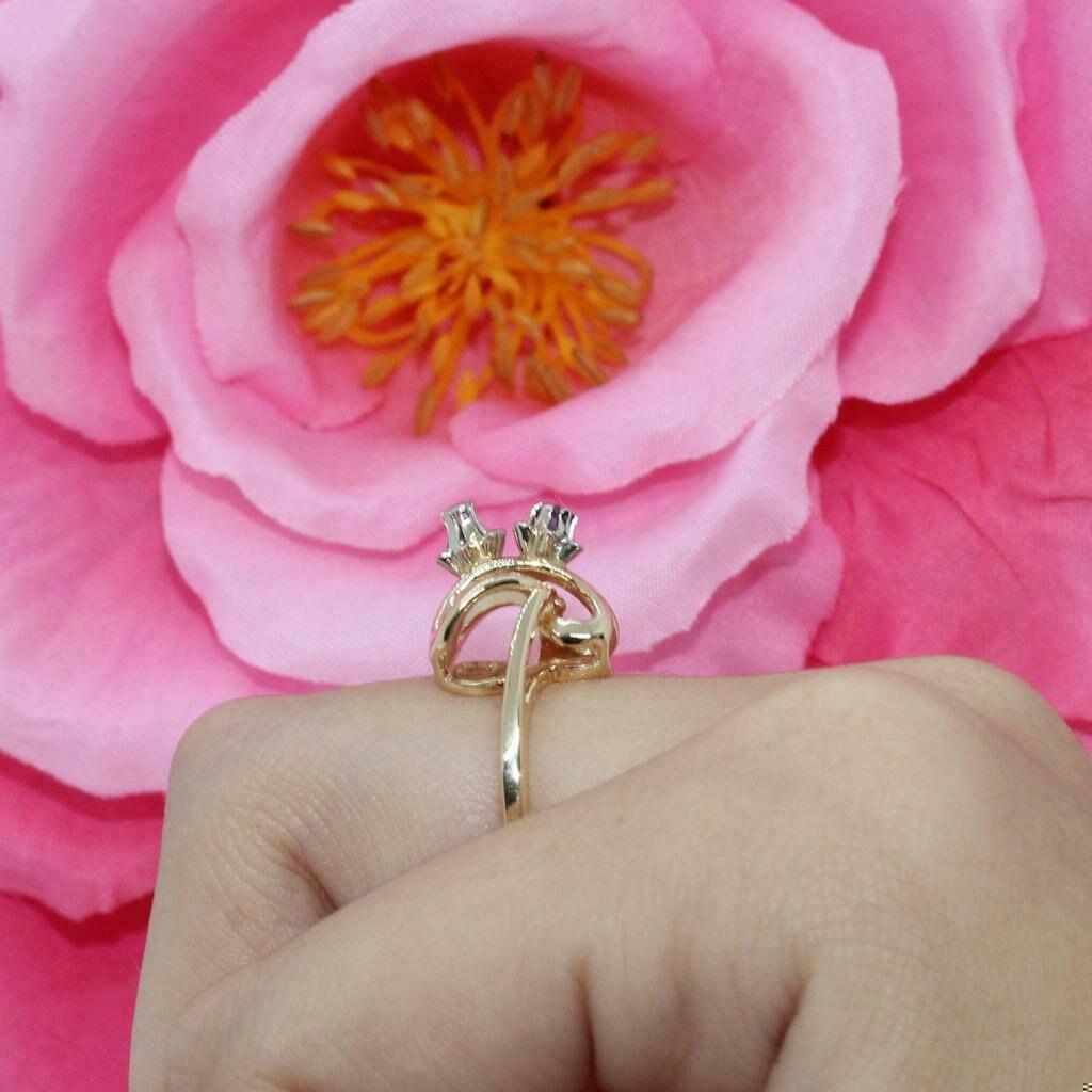 Butterfly Ring 14K Yellow Gold Amethyst Diamond 0.10 CTW Size 4.5 Ladies Vintage