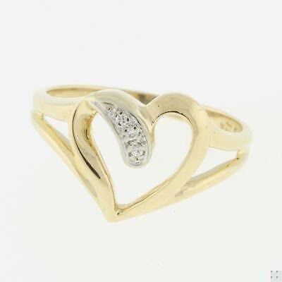 Diamond Open Heart Ring 14K Yellow Gold 0.03 TW Ladies Girls Size 6.5