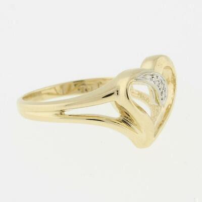 Diamond Open Heart Ring 14K Yellow Gold 0.03 TW Ladies Girls Size 6.5