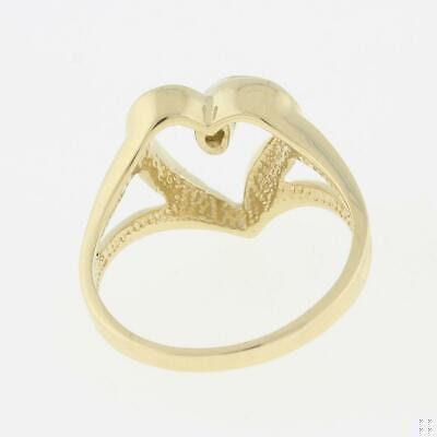 Diamond Open Heart Ring 14K Yellow Gold 0.03 TW Ladies Girls Size 6.5