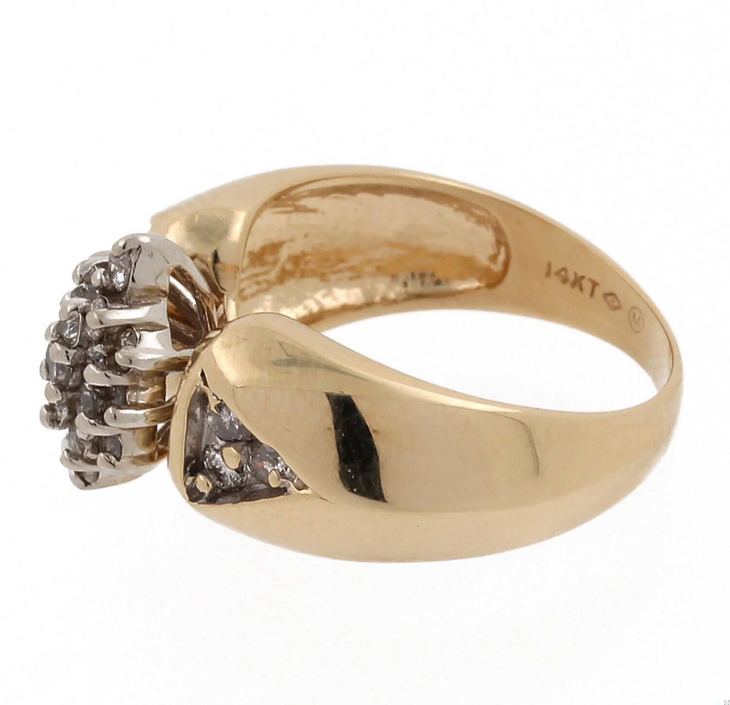 Vintage Floral Cluster Diamond Ring 14K Yellow Gold 0.63 CTW Size 5.25 Estate