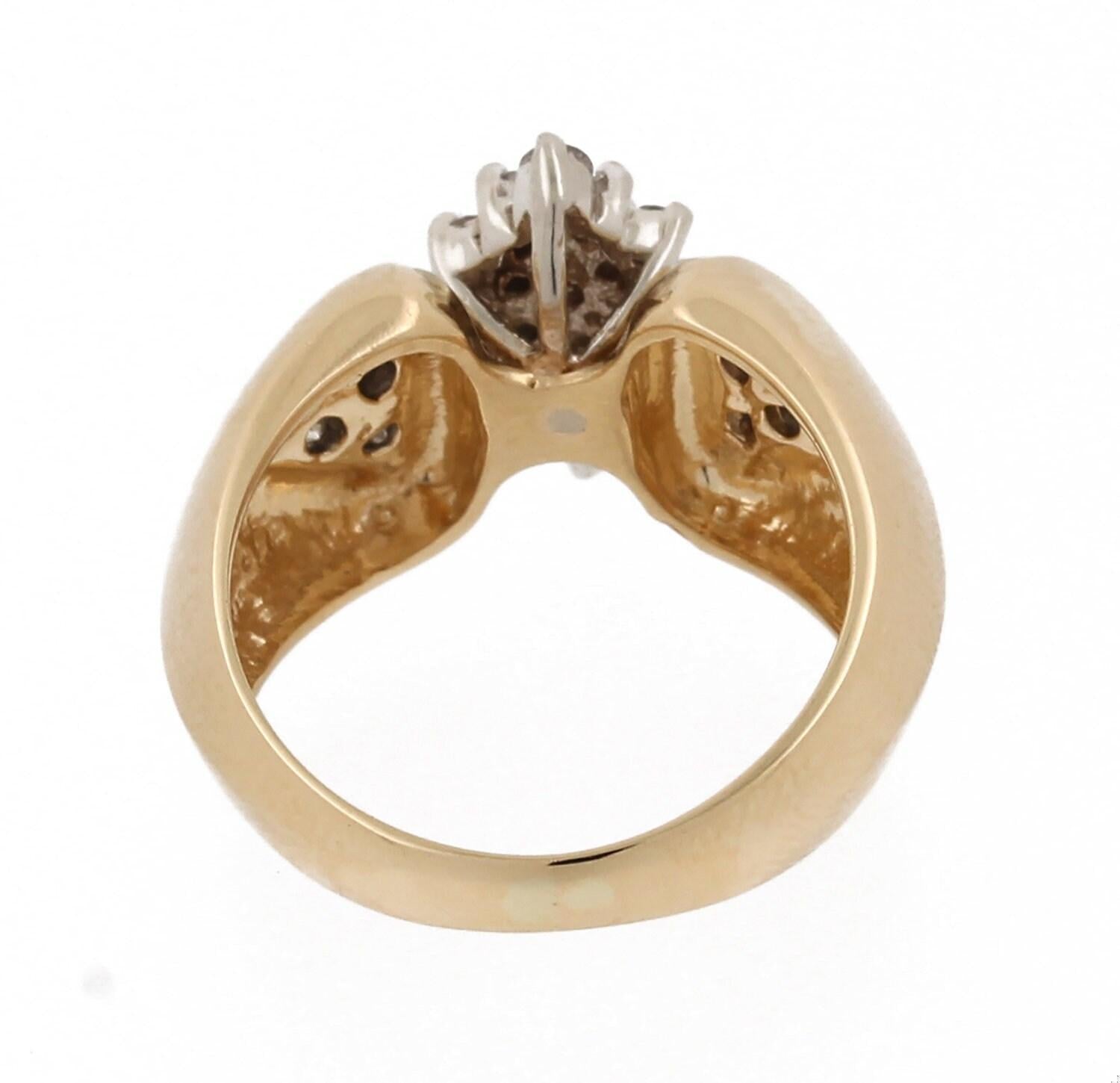 Vintage Floral Cluster Diamond Ring 14K Yellow Gold 0.63 CTW Size 5.25 Estate