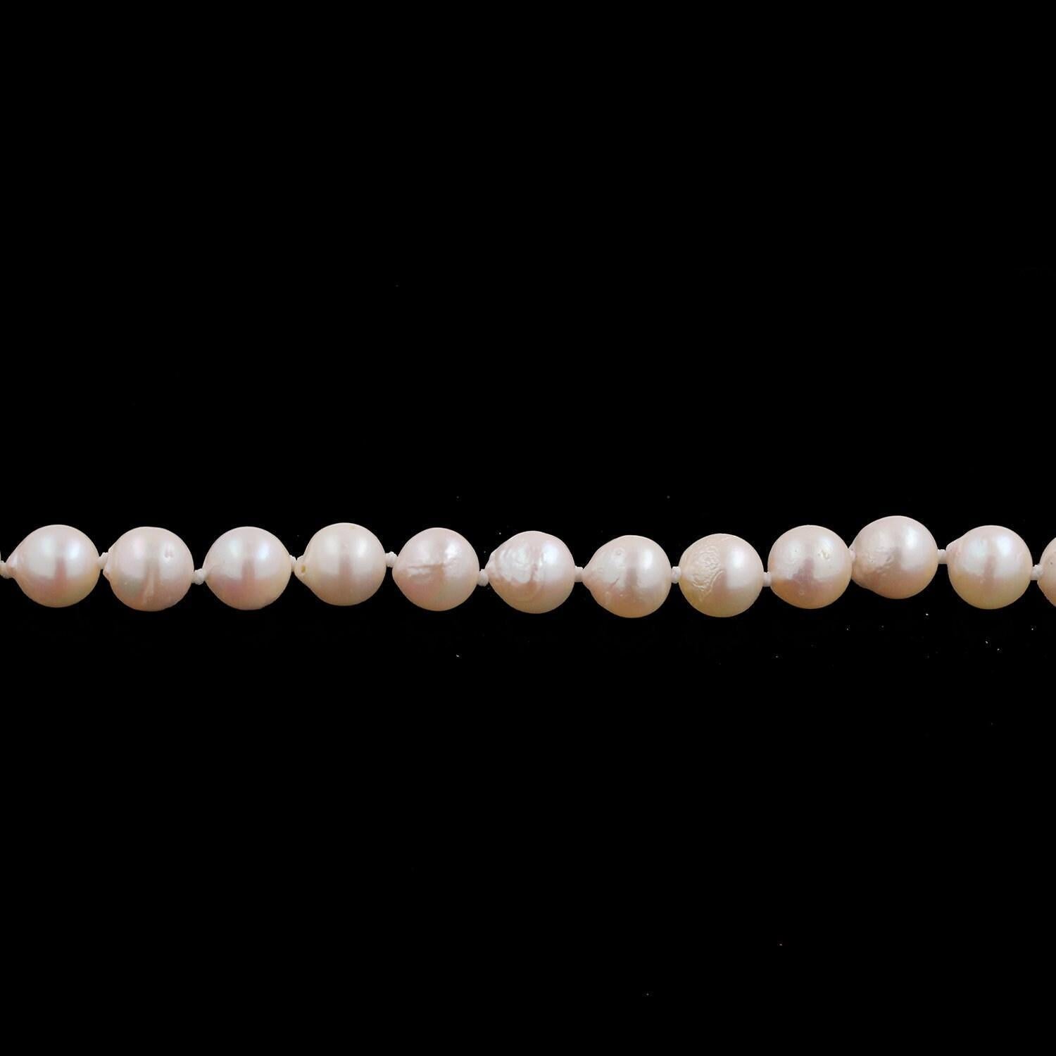 Vintage Freshwater Pearl Necklace 14K Yellow Gold Filigree Clasp 33" Estate