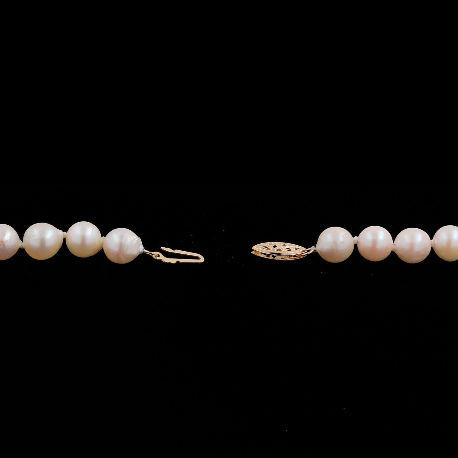 Vintage Freshwater Pearl Necklace 14K Yellow Gold Filigree Clasp 33" Estate