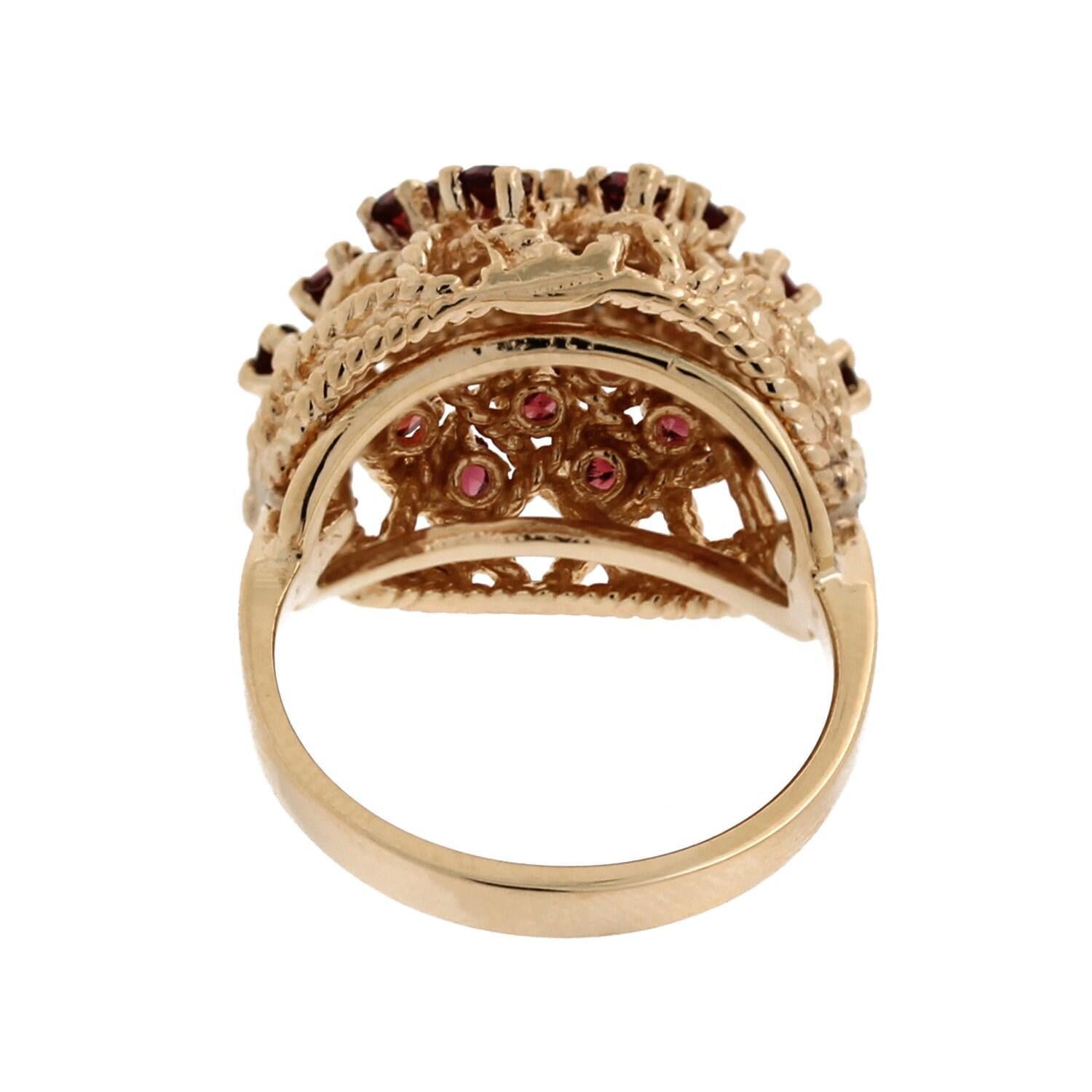 Vintage Garnet Dome Ring 14K Yellow Gold Size 7.75 Ladies Estate