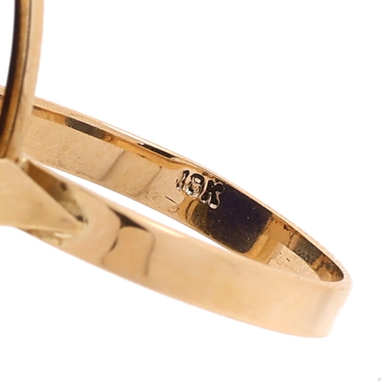 Lapis Lazuli Pearl Statement Ring 18K Yellow Gold Size 7.5 Ladies Estate