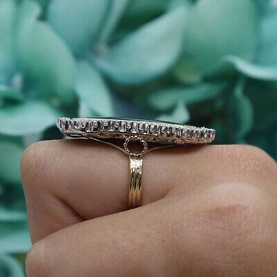 Vintage Onyx Diamond Full Finger Ring 14K Yellow Gold 0.85 TW Halo Set Size 5