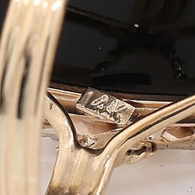 Vintage Onyx Diamond Full Finger Ring 14K Yellow Gold 0.85 TW Halo Set Size 5