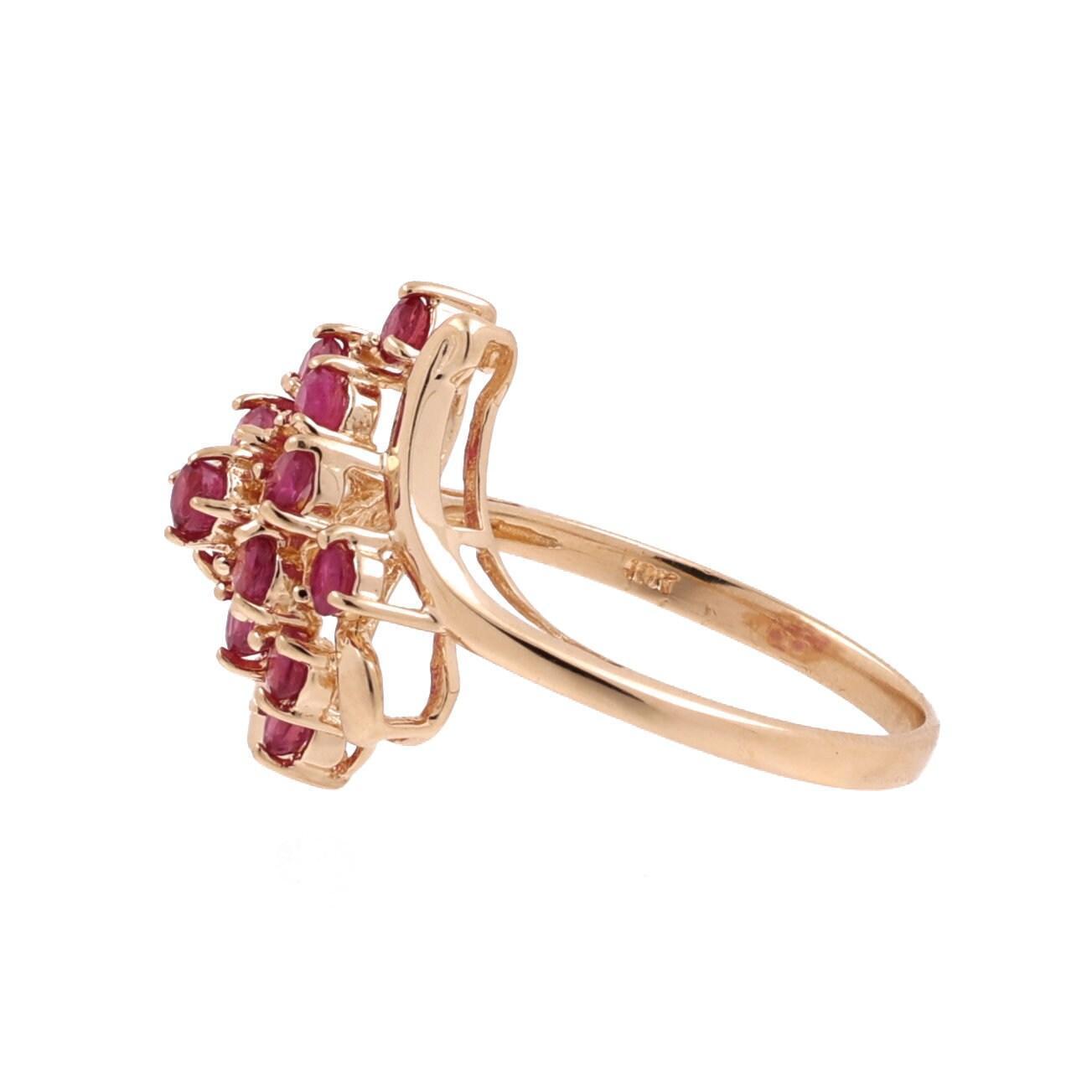 Vintage Ruby Cascade Ring 10K Yellow Gold 0.91 CTW Size 7 Ladies Estate