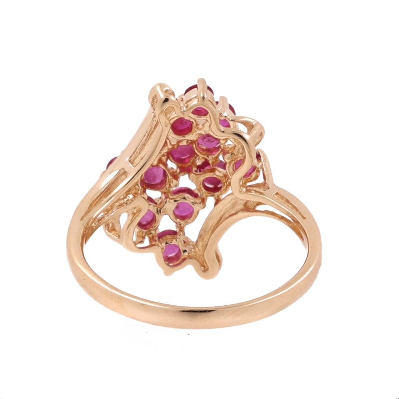 Vintage Ruby Cascade Ring 10K Yellow Gold 0.91 CTW Size 7 Ladies Estate