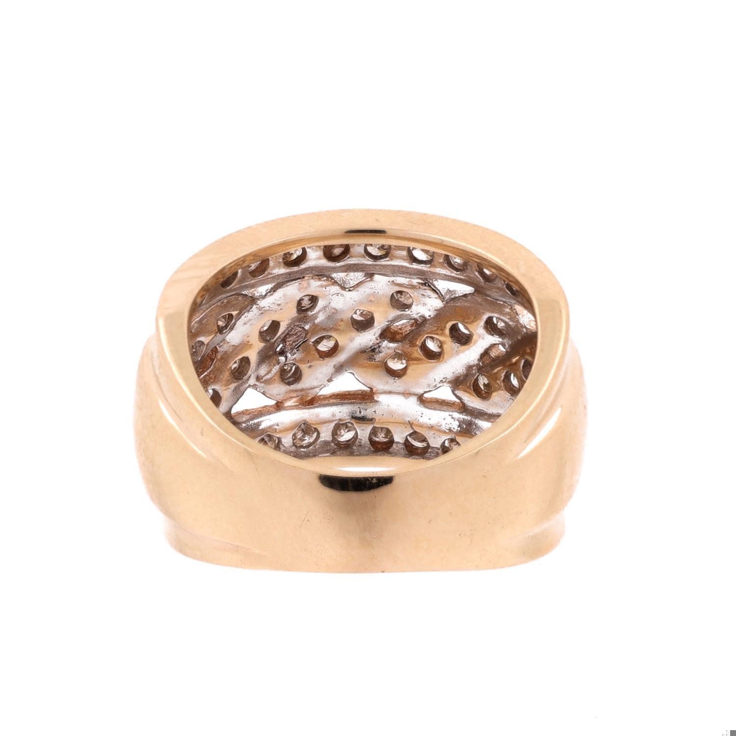 Weaved Diamond Wide Band Ring 10K Gold Twisted Swirl 1.00 TW Size 6 Ladies